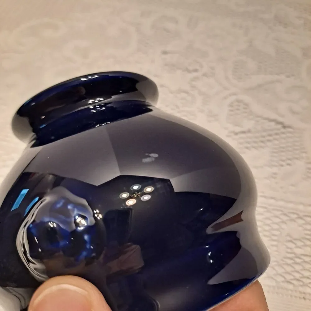 EMILE HENRY Footed Lion Head French Soup Bowl 6600 Cobalt Blue 4"x3.5" Set Of 2 - Picture 9 of 9